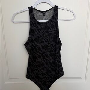 Express Black/Charcoal Tie-Dye Sleeveless Bodysuit